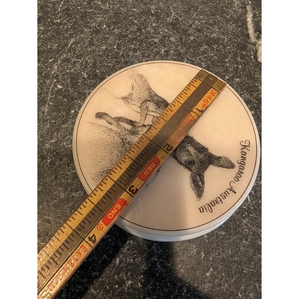 Vintage Australian Wildlife Coasters Set of 4 Kangaroo Crocodile Cork Back 4
